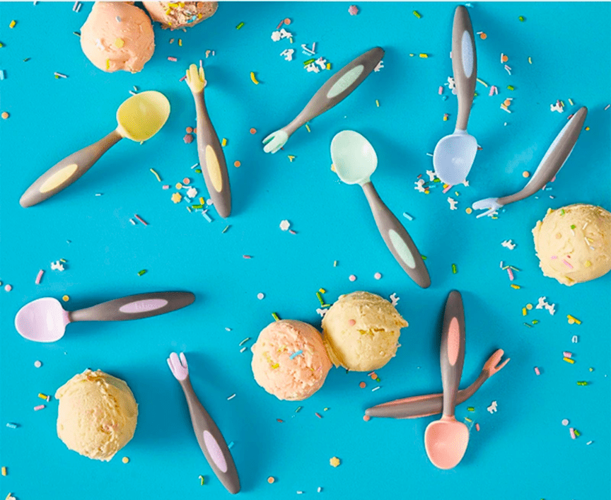 下の子が4年使用したビーボックスのスプーンとフォーク。贈り物にも喜ばれました。